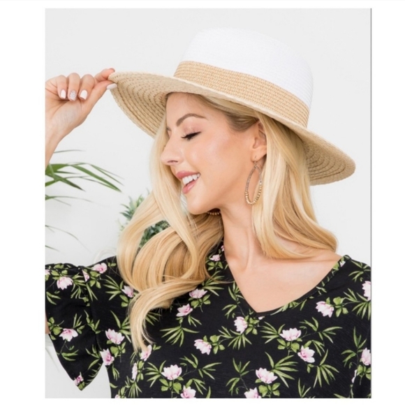 **SOLD**PANAMA BRIM HAT-TWO-TONE-NEW - Picture 2 of 4